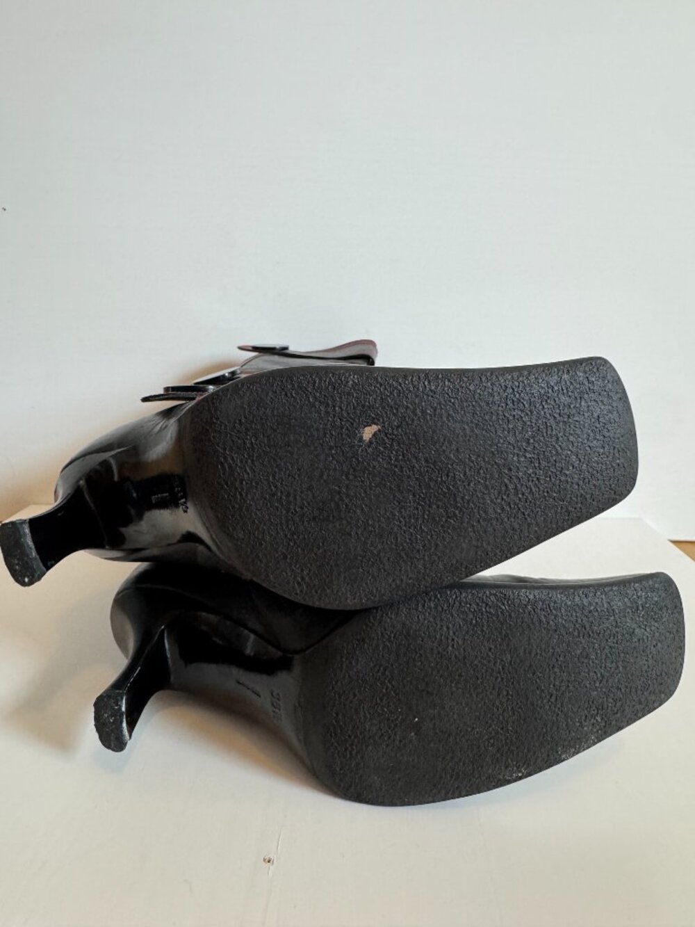 Vintage Black Leather Kitten Heel Boots Whimsygoth Y2K Size 8.5 - Picture 4 of 5
